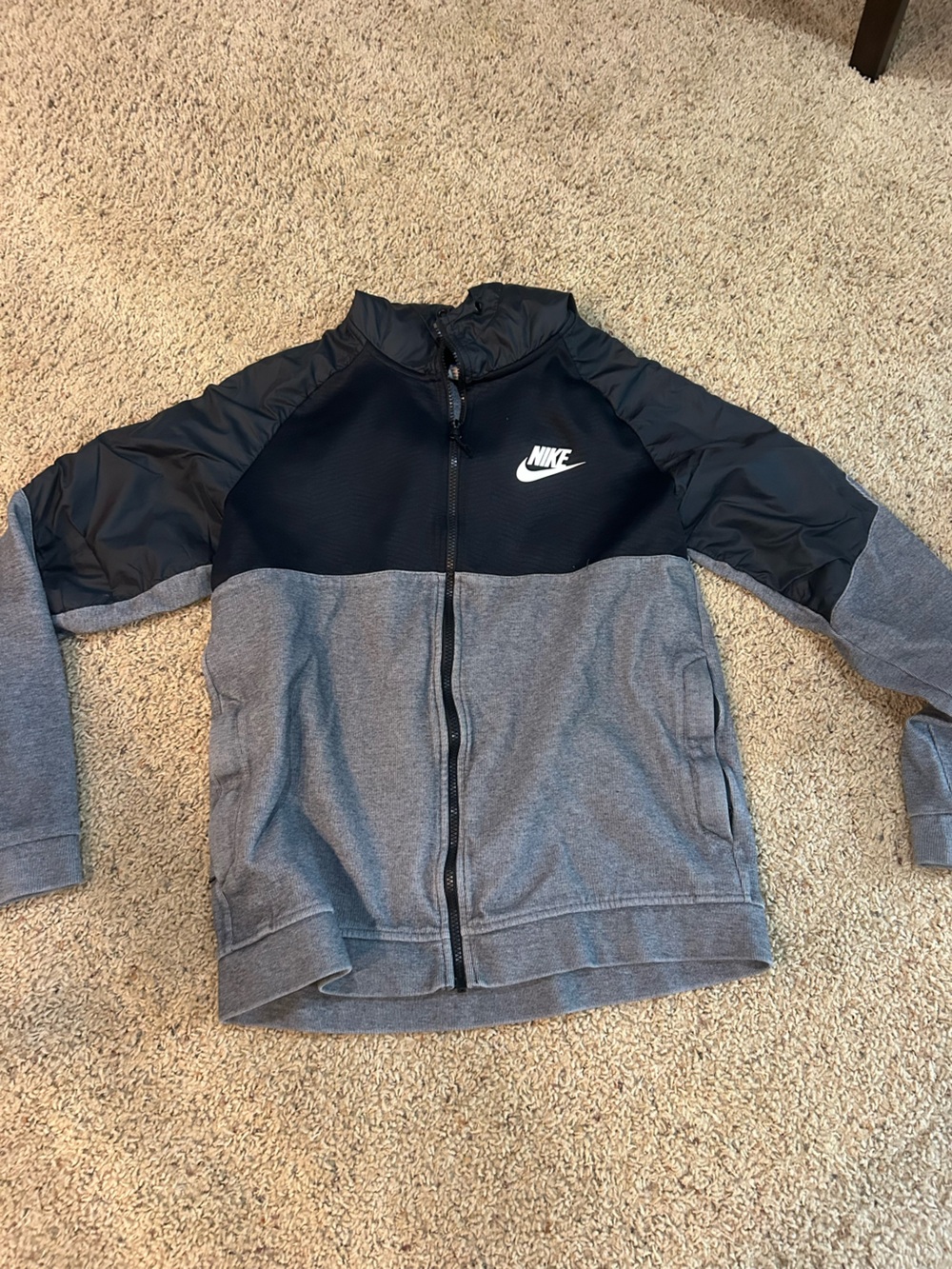 Nike Black & Gray Zip-Up Hoodie with Branded Trim
